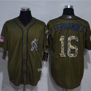 Marlins 16 Jose Fernandez Olive 2020 Nike Cool Base Jersey