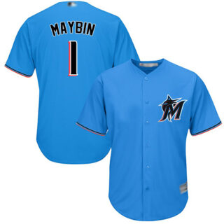 Marlins #1 Cameron Maybin Blue Cool Base Stitched Youth Baseball Jersey