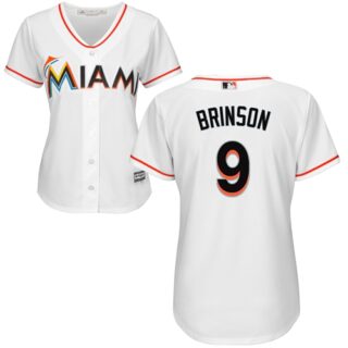 Marlins #9 Lewis Brinson White Home Women's Stitched Baseball Jersey