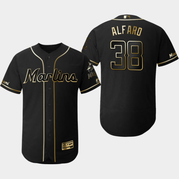 Marlins 38 Jorge Alfaro Black Gold Flexbase Jersey