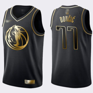 Mavericks #77 Luka Doncic Black Gold Basketball Swingman Limited Edition Jersey