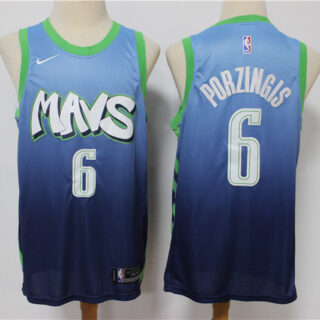 Mavericks 6 Kristaps Porzingis Blue 2019-20 City Edition Nike Swingman Jersey