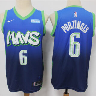 Mavericks 6 Kristaps Porzingis Blue 2020 City Edition Nike Swingman Jersey