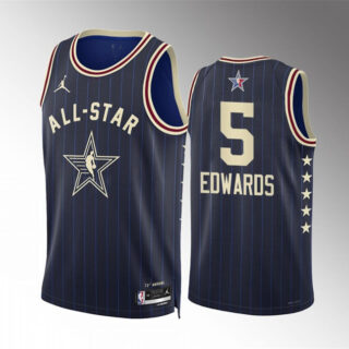 Men's 2024 All-Star #5 Anthony Edwards Navy Stitched Basketball Jersey