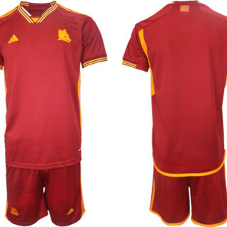 Men's AS Roma Custom 2023 24 Red Home Soccer Jersey Suit