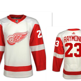 Men's Adidas Detroit Red Wings #23 Lucas Raymond White Road Authentic NHL Jersey