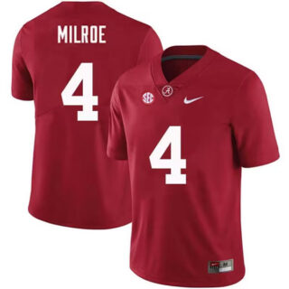 Men's Alabama Crimson Tide #4 Jalen Milroe Red Stitched Football Jersey