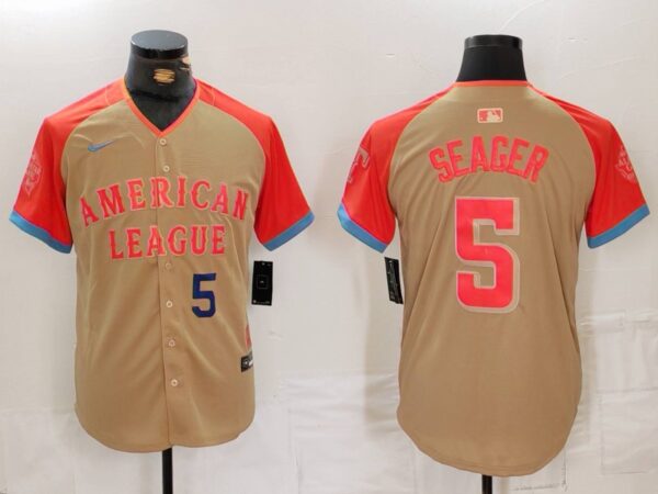 Men's American League #5 Corey Seager Cream 2024 All-Star Limited Stitched Baseball Jerseys