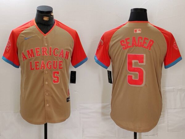 Men's American League #5 Corey Seager Cream 2024 All-Star Limited Stitched Baseball Jerseys