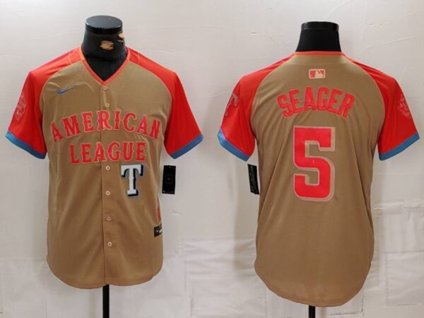 Men's American League #5 Corey Seager Cream 2024 All-Star Limited Stitched Baseball Jerseys