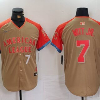 Men's American League #7 Bobby Witt Jr. Cream 2024 All-Star Limited Stitched Jerseys