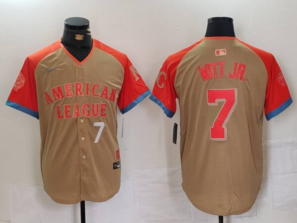 Men's American League #7 Bobby Witt Jr. Cream 2024 All-Star Limited Stitched Jerseys