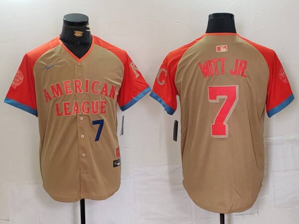 Men's American League #7 Bobby Witt Jr. Cream 2024 All-Star Limited Stitched Jerseys