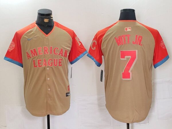 Men's American League #7 Bobby Witt Jr. Cream 2024 All-Star Limited Stitched Jerseys