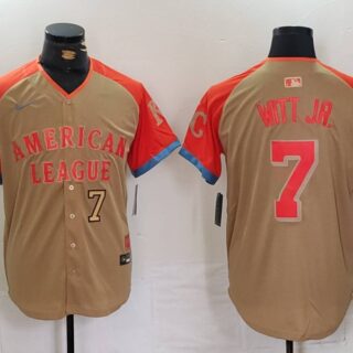 Men's American League #7 Bobby Witt Jr. Cream 2024 All-Star Limited Stitched Jerseys