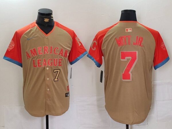 Men's American League #7 Bobby Witt Jr. Cream 2024 All-Star Limited Stitched Jerseys