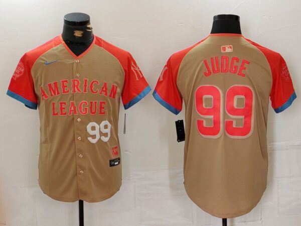 Men's American League #99 Aaron Judge Cream 2024 All-Star Elite Stitched Baseball Jerseys