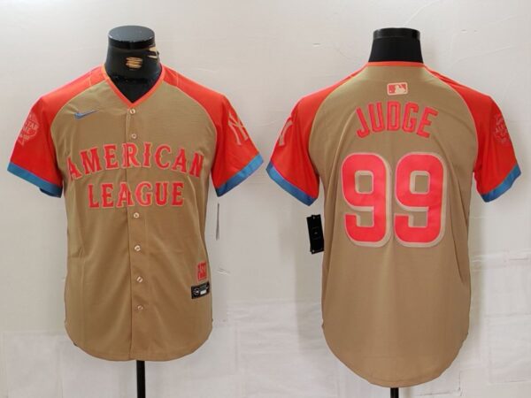 Men's American League #99 Aaron Judge Cream 2024 All-Star Elite Stitched Baseball Jerseys