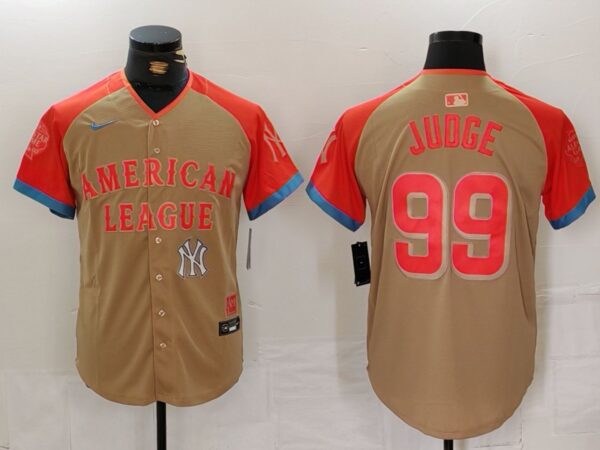 Men's American League #99 Aaron Judge Cream 2024 All-Star Elite Stitched Baseball Jerseys