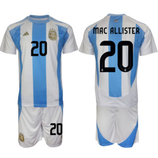 Men's Argentina #20 Alexis Mac Allister White Blue 2024-25 Home Soccer Jersey
