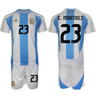 Men's Argentina #23 Emiliano Martinez White Blue 2024-25 Home Soccer Jersey