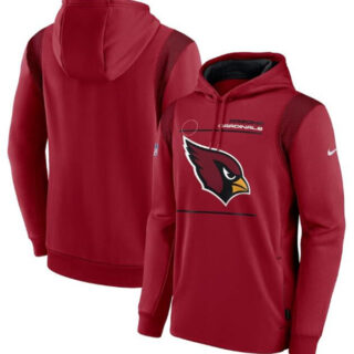 Men's Arizona Cardinals 2021 Red Sideline Logo Performance Pullover Hoodie