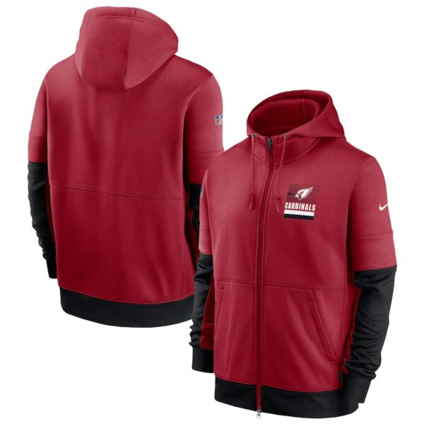 Men's Arizona Cardinals New 2020 Nike Red Black Fan Gear Mascot Performance Full Zip Hoodie