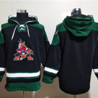 Men's Arizona Coyotes Blank Black Green Ageless Must-Have Lace-Up Pullover Hoodie