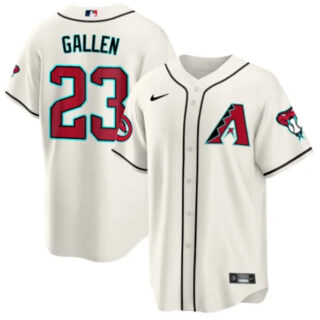 Men's Arizona Diamondbacks #23 Zac Gallen 2023 24 Cream Cool Base Stitched Baseball Jersey