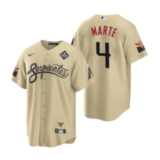 Men's Arizona Diamondbacks #4 Ketel Marte Gold 2023 World Series City Connect Cool Base Stitched Baseball Jersey