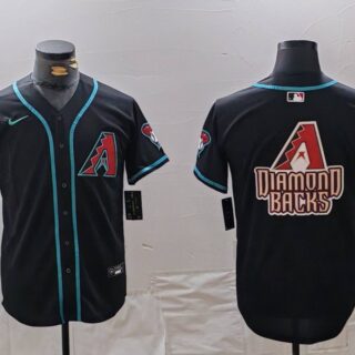 Men's Arizona Diamondbacks Black Team Big Logo Cool Base Stitched Baseball Jerseys