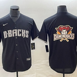 Men's Arizona Diamondbacks Black Team Big Logo Cool Base Stitched Baseball Jerseys