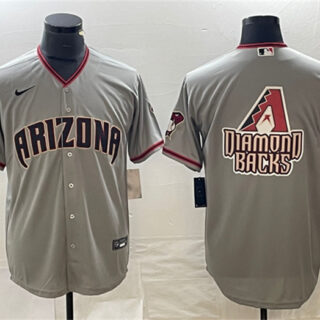 Men's Arizona Diamondbacks Grey Team Big Logo Cool Base Stitched Baseball Jersey