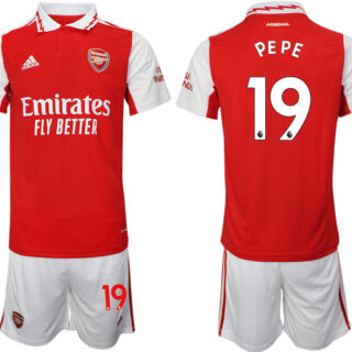 Men's Arsenal F.C #19 Nicolas Pepe 2023 Red Home Soccer Jersey Suit