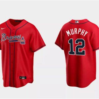 Men's Atlanta Braves #12 Sean Murphy Red Cool Base Stitched Baseball Jersey