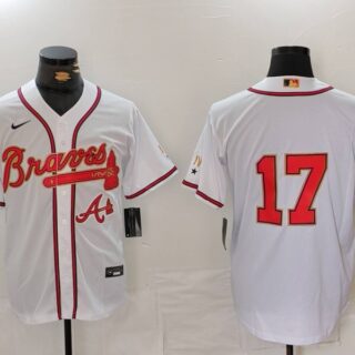 Men's Atlanta Braves #17 Andy Messersmith WhiteGold World Series Champions Cool Base Stitched Baseball Jersey