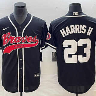 Men's Atlanta Braves #23 Michael Harris II Black Cool Base Stitched Baseball Jersey