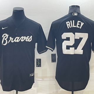 Men's Atlanta Braves #27 Austin Riley Black Cool Base Stitched Baseball Jersey