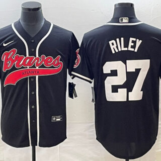 Men's Atlanta Braves #27 Austin Riley Black Cool Base Stitched Baseball Jersey