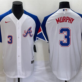 Men's Atlanta Braves #3 Dale Murphy White 2023 City Connect Cool Base With Patch Stitched Baseball Jersey