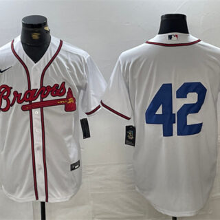 Men's Atlanta Braves #42 Jackie Robinson White Cool Base Stitched Baseball Jersey