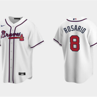 Men's Atlanta Braves #8 Eddie Rosario White Cool Base Stitched Jersey