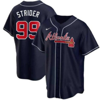 Men's Atlanta Braves #99 Spencer Strider Navy Cool Base Stitched Baseball Jersey