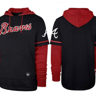 Men's Atlanta Braves Black Red Pullover Hoodie