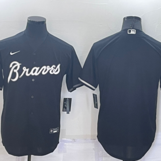 Men's Atlanta Braves Blank Black Cool Base Stitched Baseball Jersey