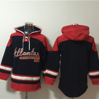 Men's Atlanta Braves Blank Black Red Ageless Must-Have Lace-Up Pullover Hoodie
