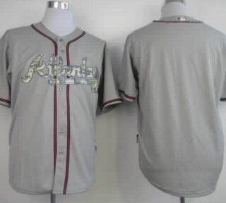 Men's Atlanta Braves Customized Gray With Camo Jersey