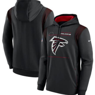 Men's Atlanta Falcons 2021 Black Sideline Logo Performance Pullover Hoodie