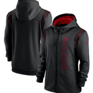 Men's Atlanta Falcons 2021 Black Sideline Team Performance Full-Zip Hoodie