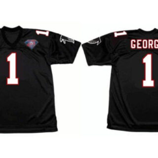 Men's Atlanta Falcons #1 Jeff George Black 1994 Home Throwback Stitched Football Jersey